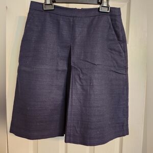 Navy linen-blend skirt, JCrew